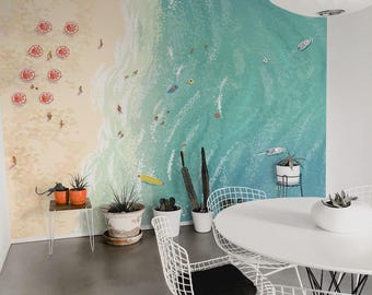 Mural com Cena de Praia – Papel de Parede Removível e Autoadesivo