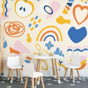 Papier peint amovible en vinyle de style clip art / Papier peint autocollant Grandes formes / Impression murale grandes formes - Autocollant ou autocollant
