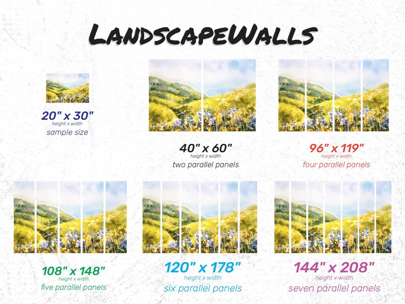 Watercolor Wildflower Field Mural – Peel and Stick Wallpaper image 4