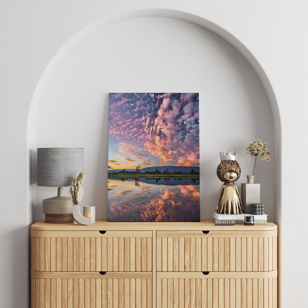 Sunset Lake Canvas Print: Reflective Landscape Wall Art - Etsy