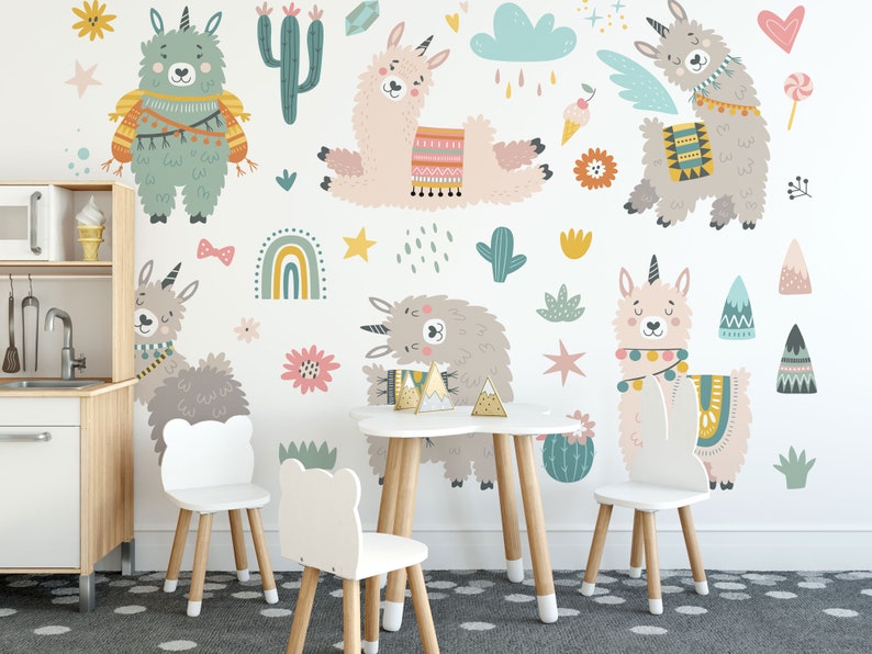 Lama Nursery Removable Vinyl Mural / Peel and Stick Lama