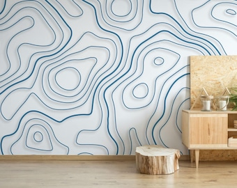Abstract Blue Lines Mural – Removable Vinyl Wallpaper