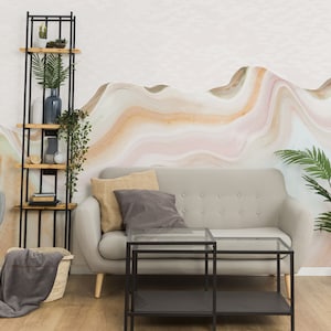 Abstract mountain removable vinyl mural / Peel and stick Mountain pattern wallpaper - Peel & Stick or Non-pasted / Mountain mural print