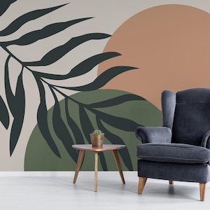 Sage arch removable vinyl mural / Peel and stick Boho pattern wallpaper / Boho mural print - Peel & Stick or Non-Pasted