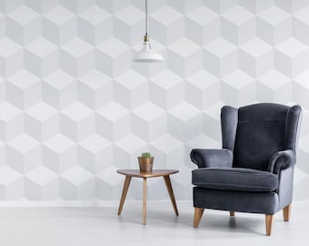 3D Geometric Cubes Wallpaper Mural – Peel and Stick Vinyl