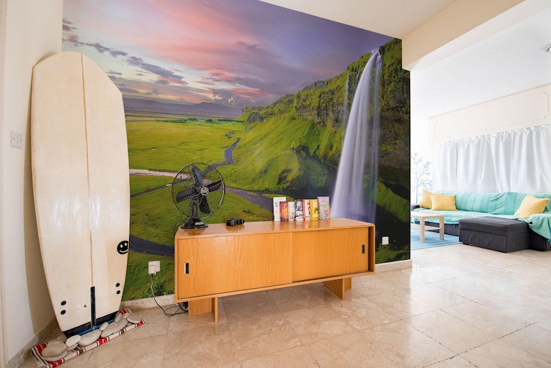 Iceland Waterfall Wall Mural – Peel and Stick Vinyl Wallpaper image 2
