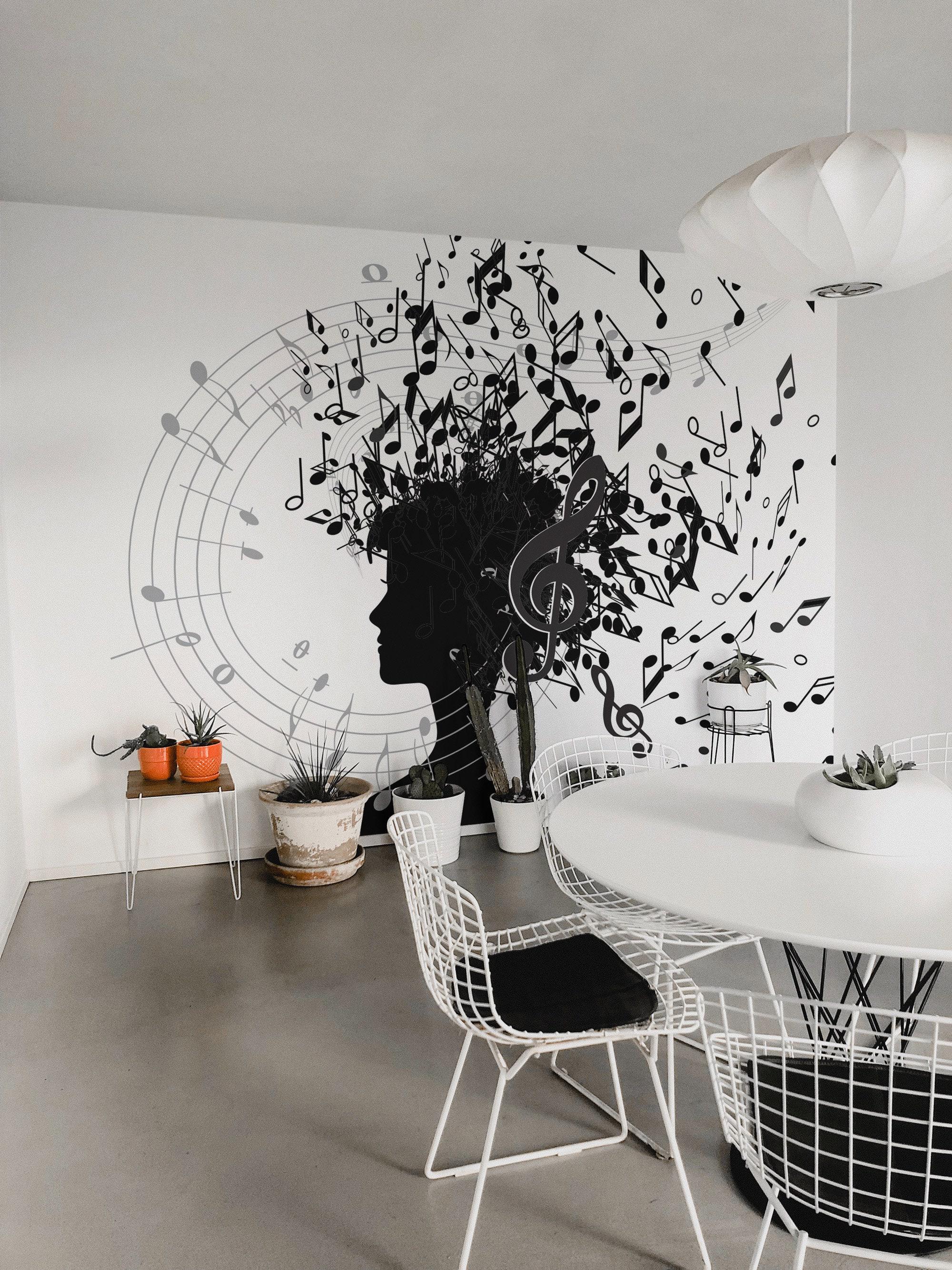 Musical Note Mural Music Notes Mural – Removable Vinyl Wallpaper, Peel & Stick - Etsy