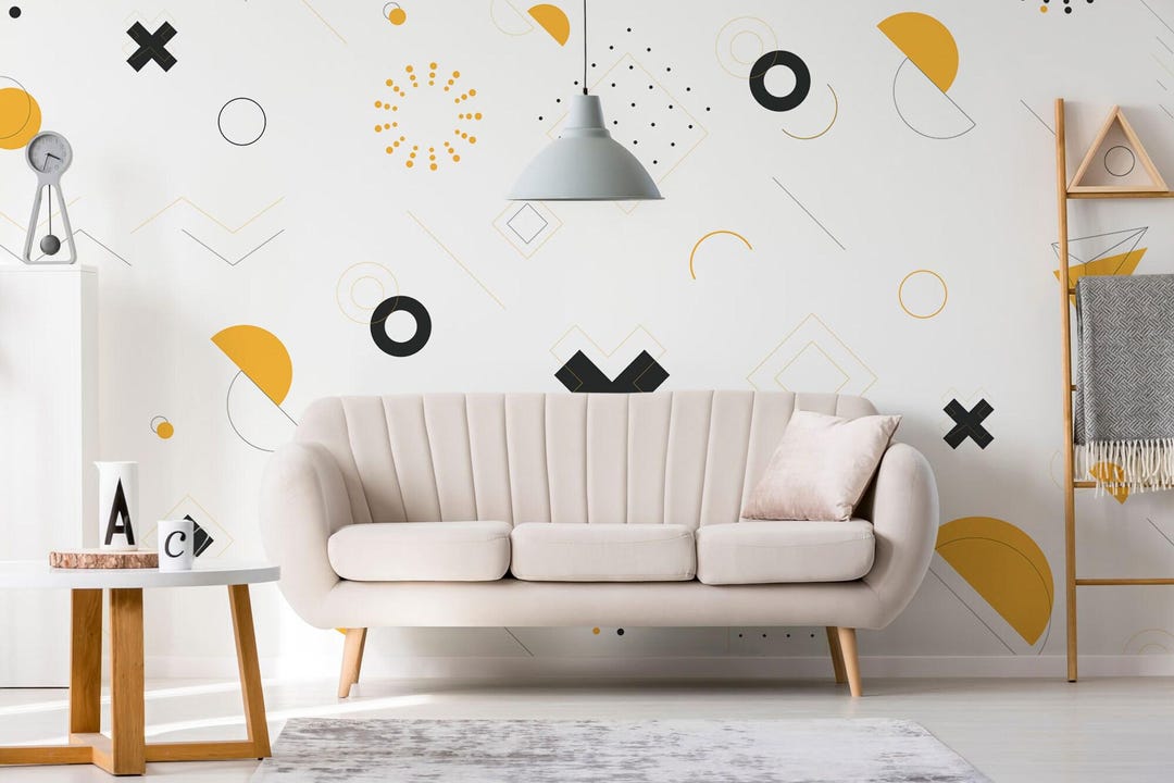 Geometric Shapes Mural – Abstract Pattern Peel and Stick Wallpaper - Etsy