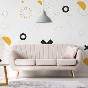 Geometric removable vinyl mural / Peel and stick Shapes pattern wallpaper - Peel & Stick or Non-pasted / Shapes mural print