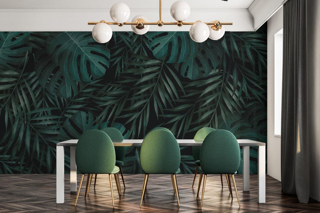 Tropical Palm Leaves Mural – Removable Vinyl Wallpaper - Etsy