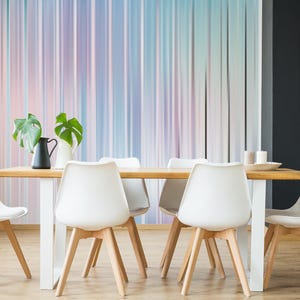 Carta da parati a strisce olografiche / Carta da parati murale con gradiente metallico staccabile e attaccabile / Stampa iridescente luminosa - Rimovibile, autoadesiva o non incollata