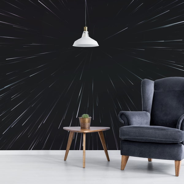 Moving stars removable vinyl mural / Peel and stick Moving stars wallpaper / Cosmos photo mural