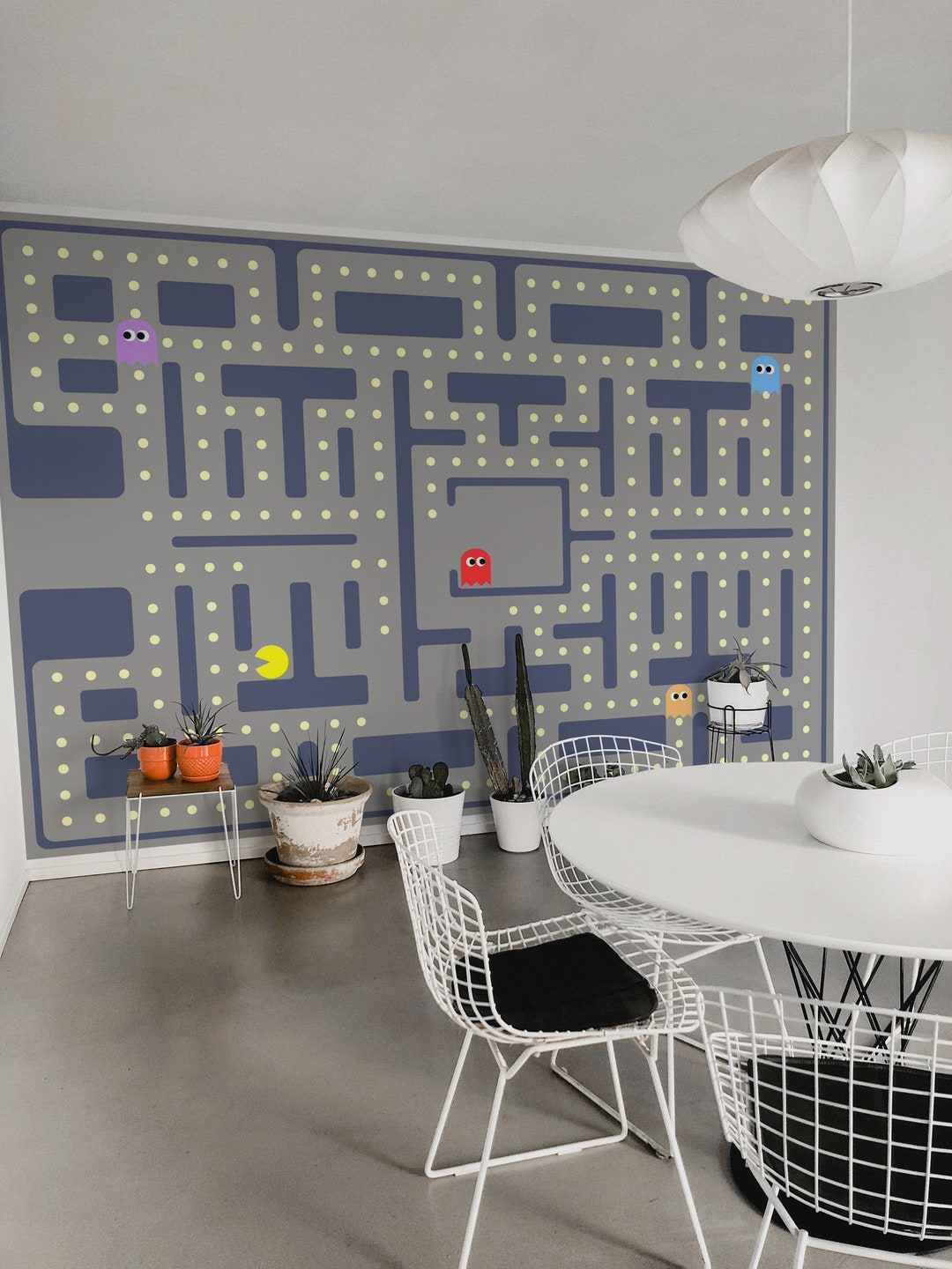 Pacman Removable Vinyl Mural / Peel and Stick Gaming Wallpaper / Pacman