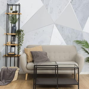 Murale in vinile rimovibile con triangolo geometrico / Carta da parati stacca e incolla con motivo a triangolo / Stampa murale triangolare - Stacca e incolla o non incollato