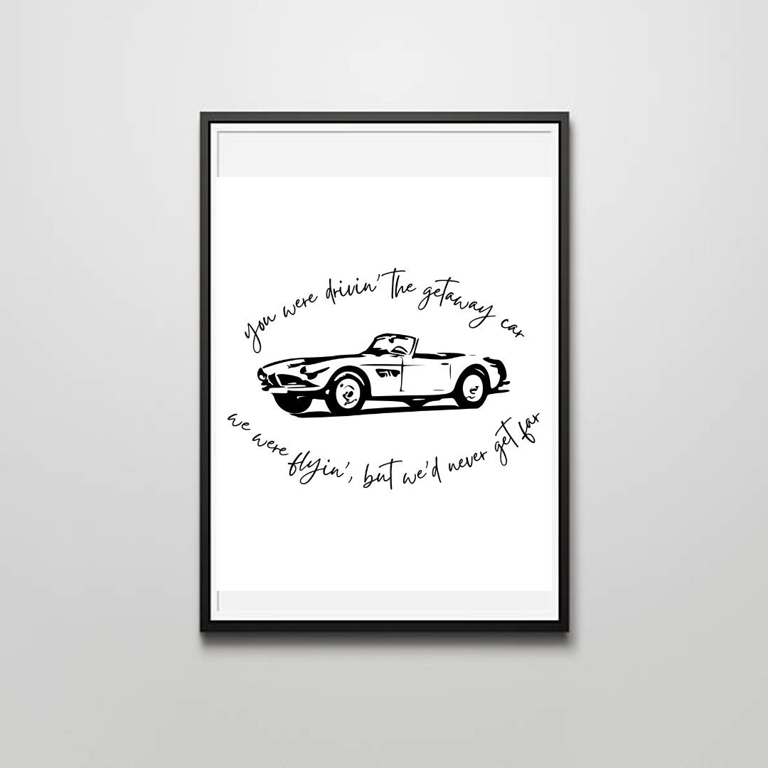  JIAZH Taylor Lyrics Cover Swift Getaway Car Canvas Poster  Bedroom Decor Sports Landscape Office Room Decor Gift Unframe:  Unframe:12x18inch(30x45cm): Posters & Prints