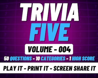 Trivia Quiz Game: 50 Questions, 10 Categories (Digital Download)