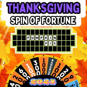 Thanksgiving Wheel of Fortune Game: Virtual Party Fun (Digital File)