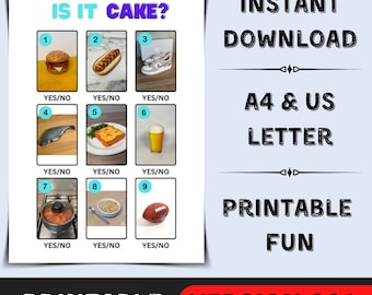 Is It Cake? Printable Picture Quiz: Trivia Game (PDF)