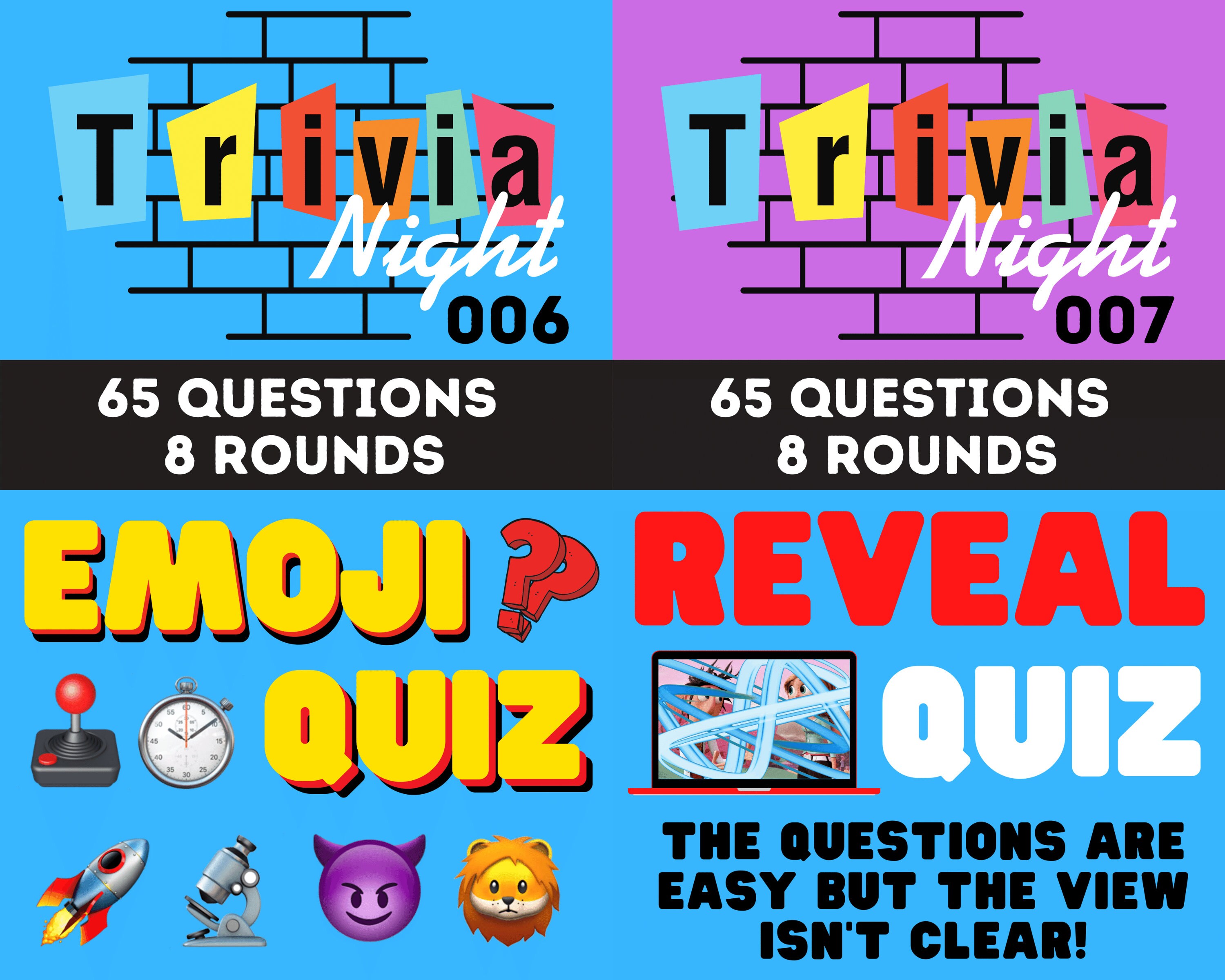 Trivia Quiz Megapack Printable Quiz Virtual Quiz Games Night 10 Ready ...