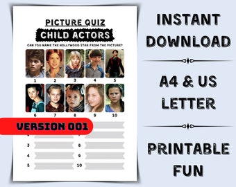 Child Actors Picture Quiz: Family Trivia Game (PDF)