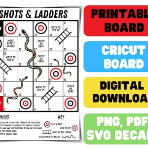 Shots and Ladders Drinking Game - Printable Snakes & Ladders Drinking Rules - SVG Cricut Drinking Game - Drunk Rules - Digital Download
