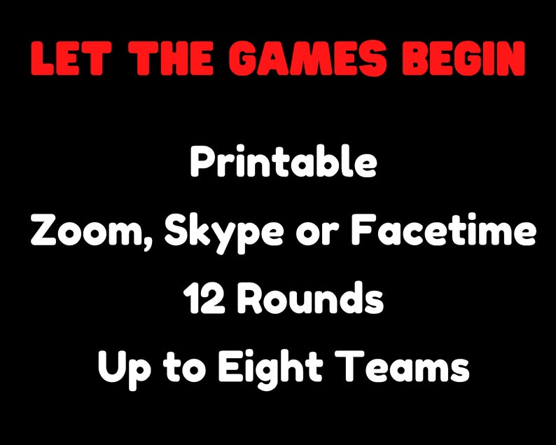 Virtual Printable Drinking Games Lockdown Ideas Printable Etsy