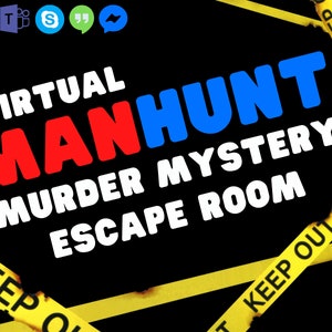 Virtual Murder Mystery Escape Room - Virtual Family Games - Zoom Games - Quarantine Escape Room - Downloadable Puzzles - Digital Download