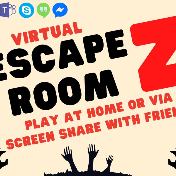 Virtual Halloween Escape Room - Halloween Party Game - Halloween Zoom Game - Zoom Escape Room - Zombie Escape Room - Digital Download