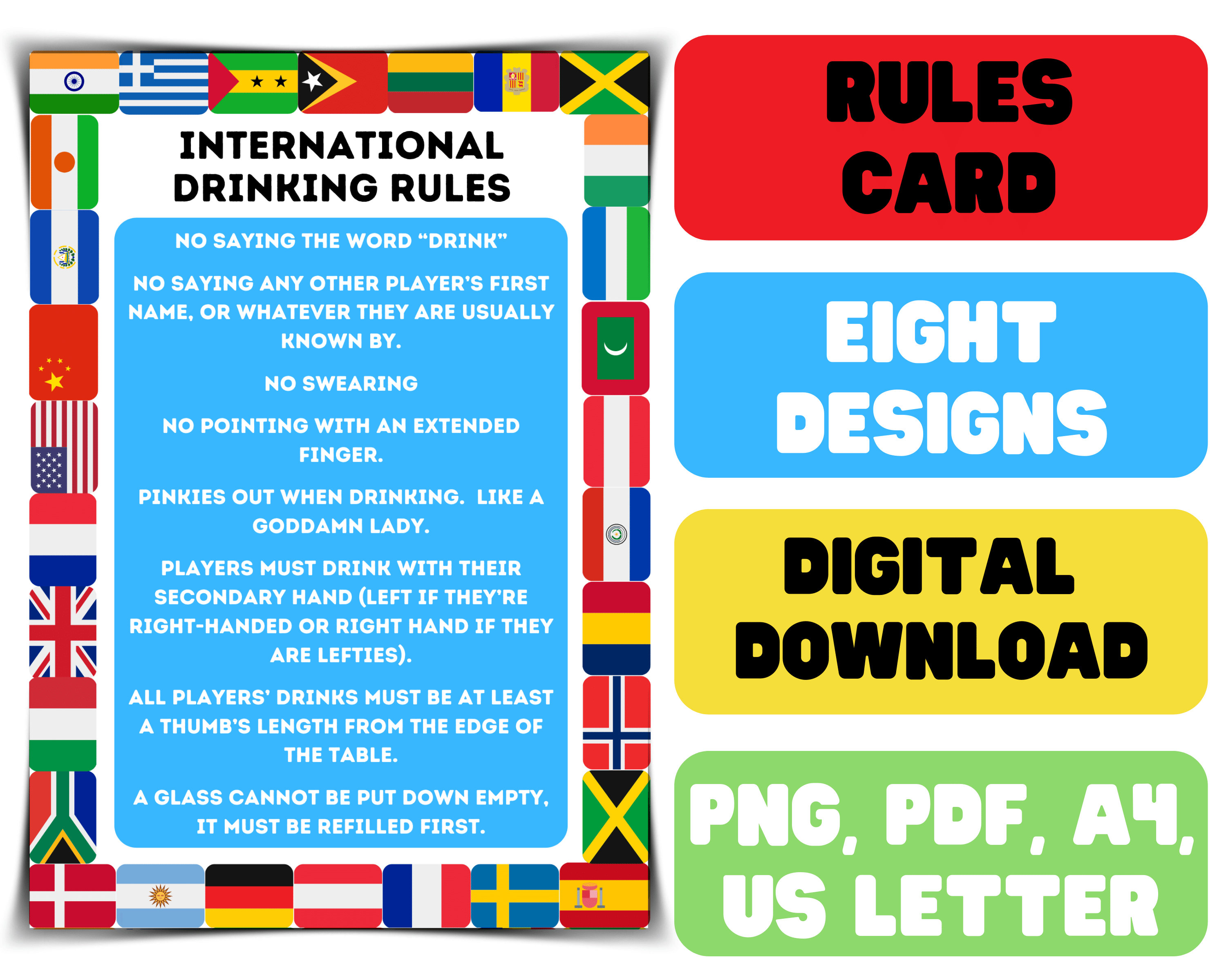 International Drinking Rules Printable International Etsy UK