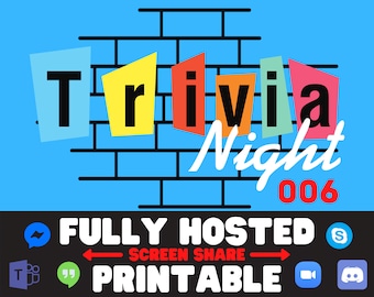 Trivia Quiz Night Printable - Games Night - Pub Quiz - Hosted Quiz - Ready Made Quiz - Family Quiz - Zoom Game - Screenshare Games - Digital