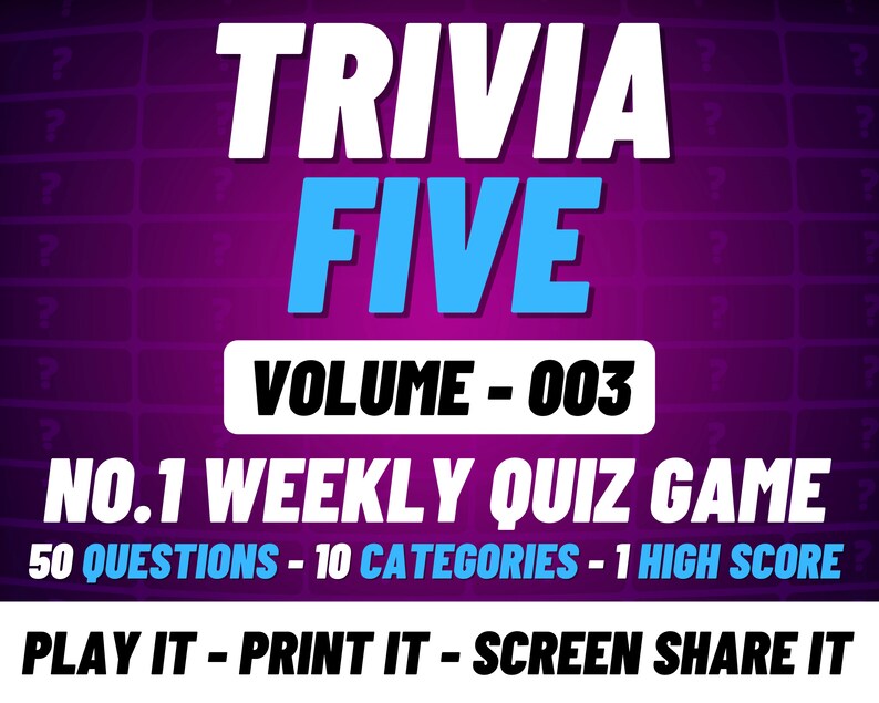 Printable Trivia Quiz Games Night Pub Quiz Lockdown Game Etsy