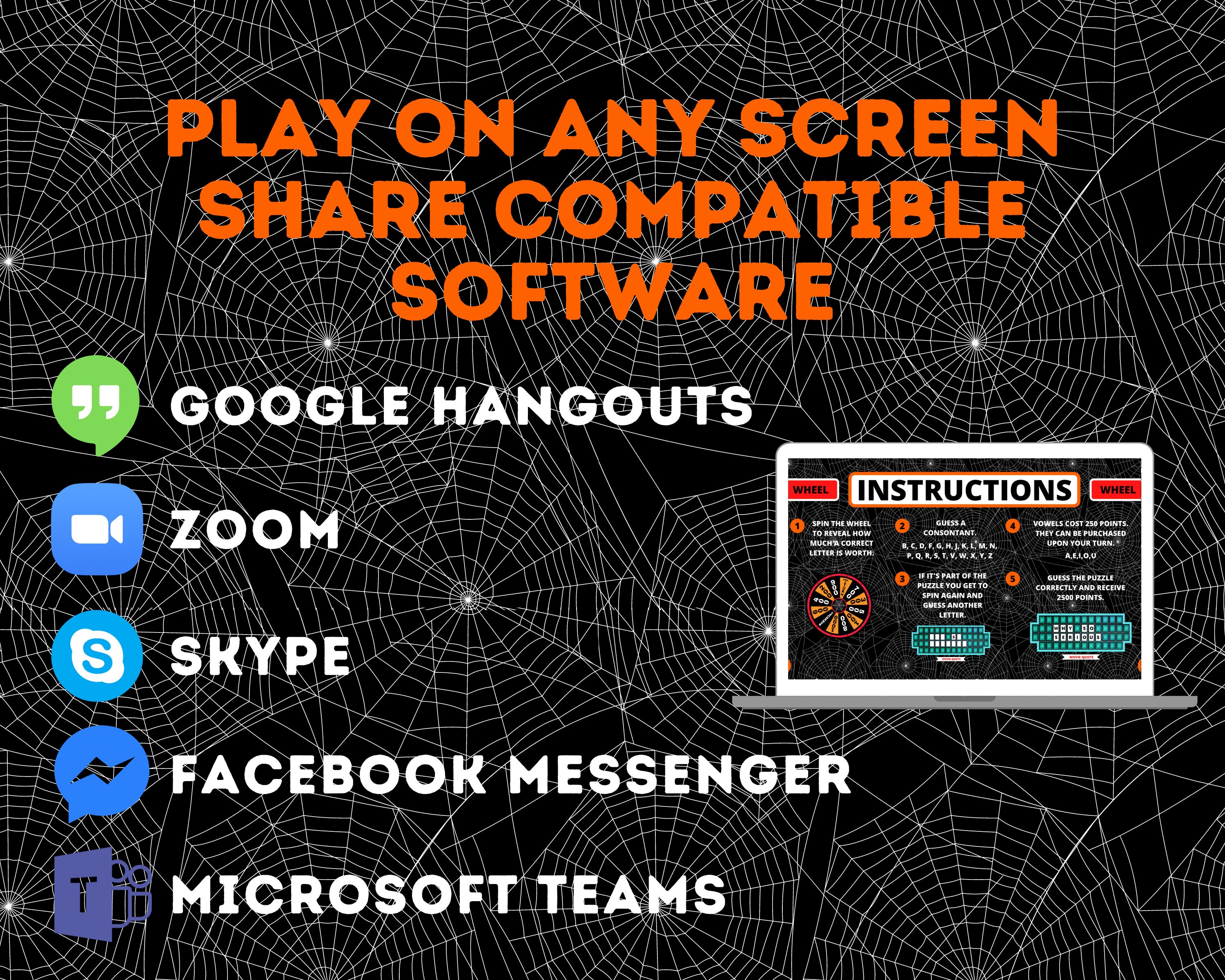 Halloween Games Halloween Wheel of Fortune Halloween Zoom Etsy