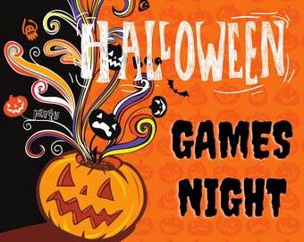 ハロウィーンファミリーゲームナイト：印刷可能なパーティーゲーム（デジタルダウンロード）