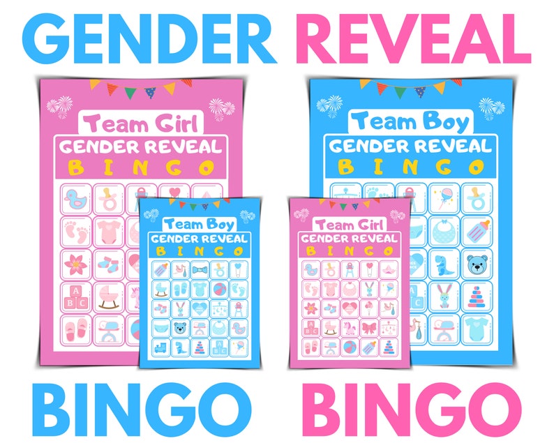 Gender Reveal Bingo Baby Shower Game Printable Gender Etsy