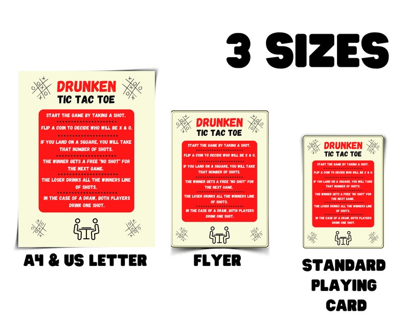 Download Drunken Tic Tac Toe Rules Printable Tic Tac Toe Rules | Etsy