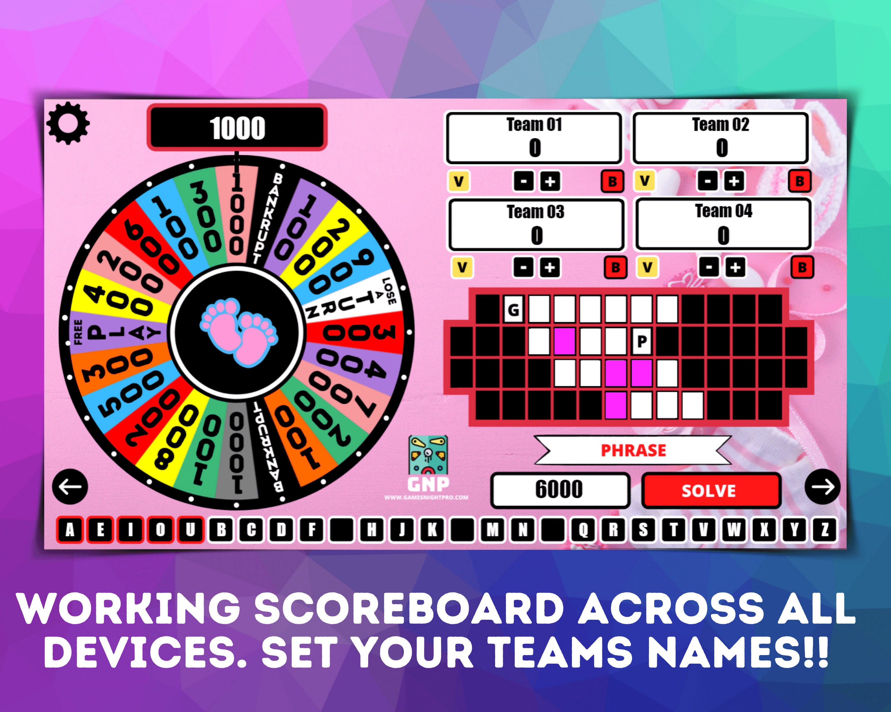 Baby Shower Wheel of Fortune Baby Shower Game Baby Shower Group Game
