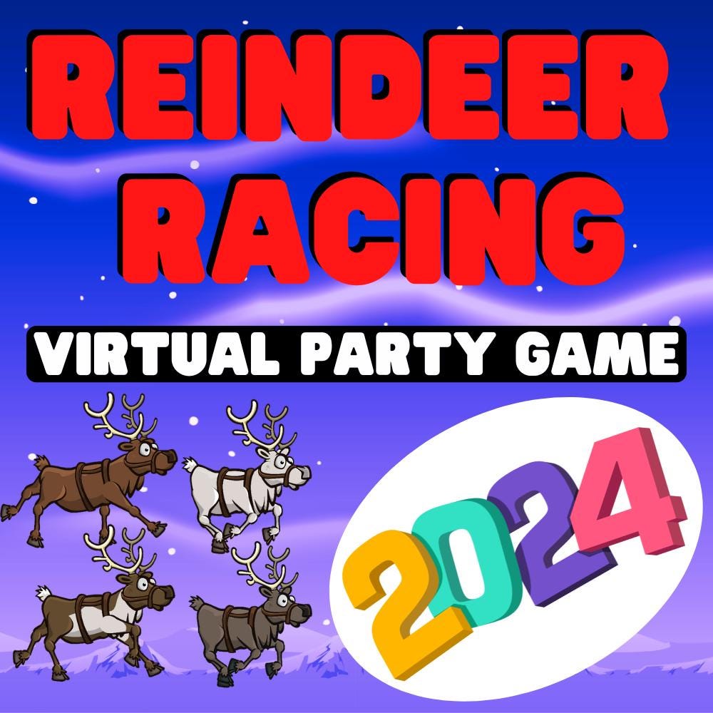 Reindeer Racing Family Christmas Game - Christmas Party Game - Classroom Xmas game - Teambuilding Game for Christmas - Zoom Game - Download