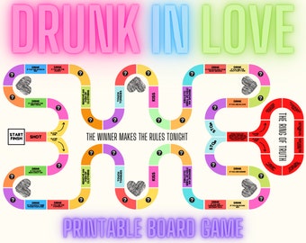 Drunk In Love Printable Board Game - Couples Board Game - Valentines Games for Couples - A Couples Drinking Game - Games for new couples