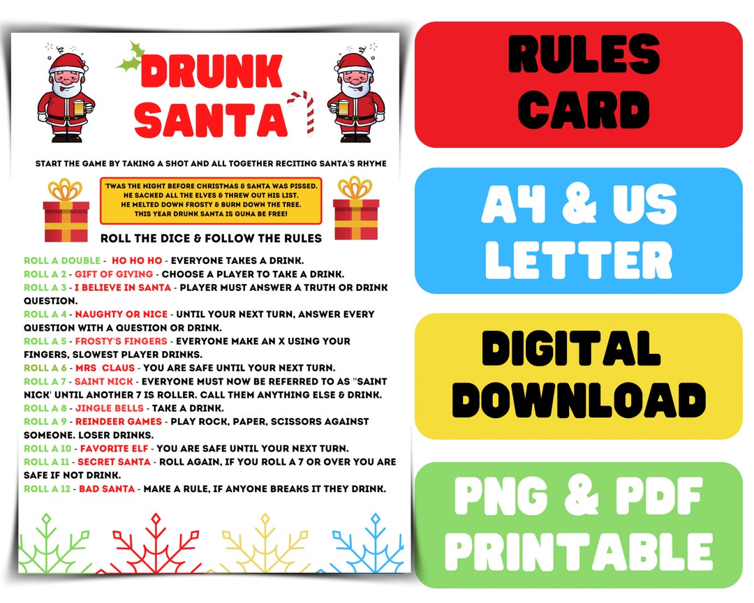 Christmas Drinking Game Printable Christmas Drinking Game - Etsy UK