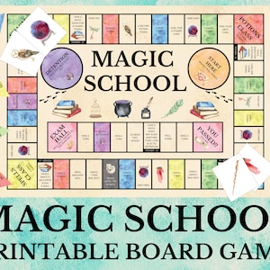 Magic School Printable Board Game - Family Board Game - Party Game - Games Night - Wizard Board Game - Witch Board Game - Printable Game