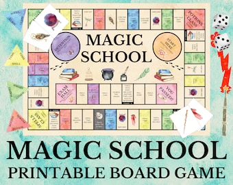 Magic School Printable Board Game - Family Board Game - Party Game - Games Night - Wizard Board Game - Witch Board Game - Printable Game