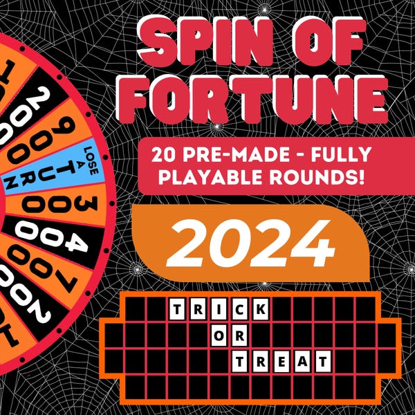 Halloween Spin of Fortune Game: Virtual Party, Team & Classroom Fun (Digital Download)