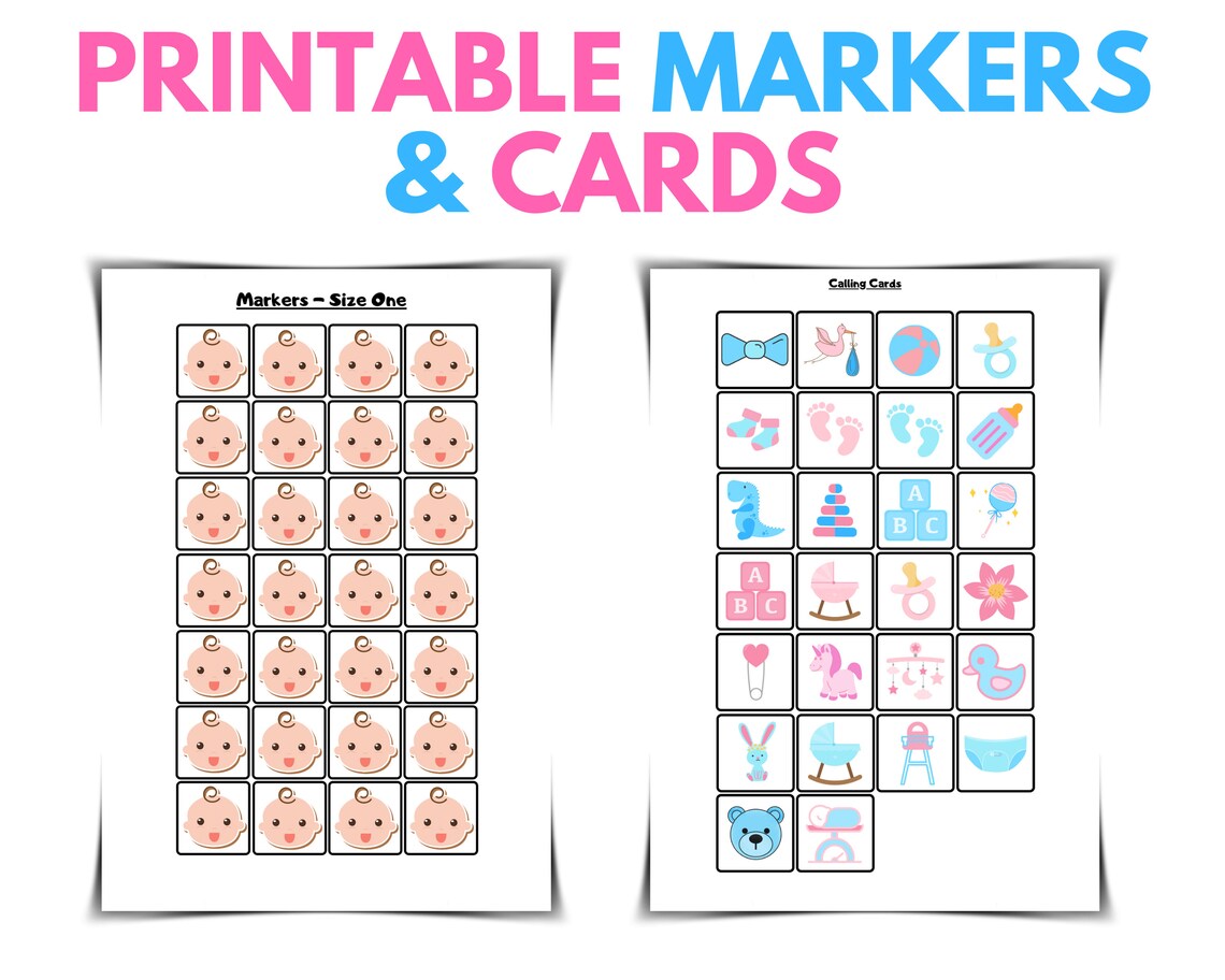Baby Shower Bingo Gender Reveal Game Printable Gender - Etsy
