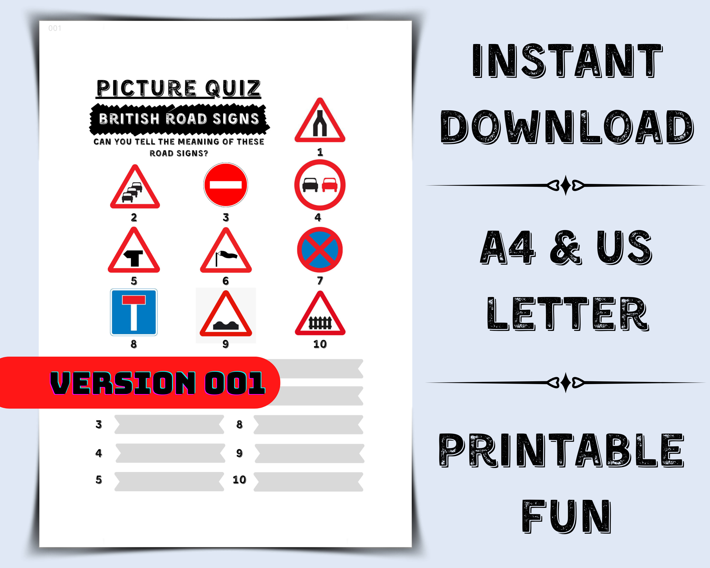 Printable British Road Signs Quiz Pub Quiz Picture Round Road Signs