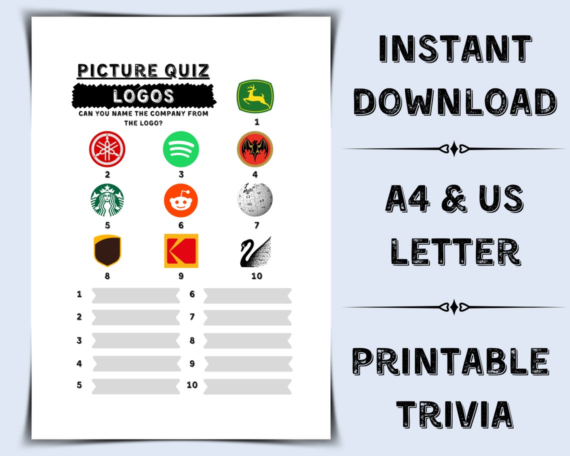 Printable Logo Picture Quiz Pub Quiz Picture Round Logo Trivia Quiz ...