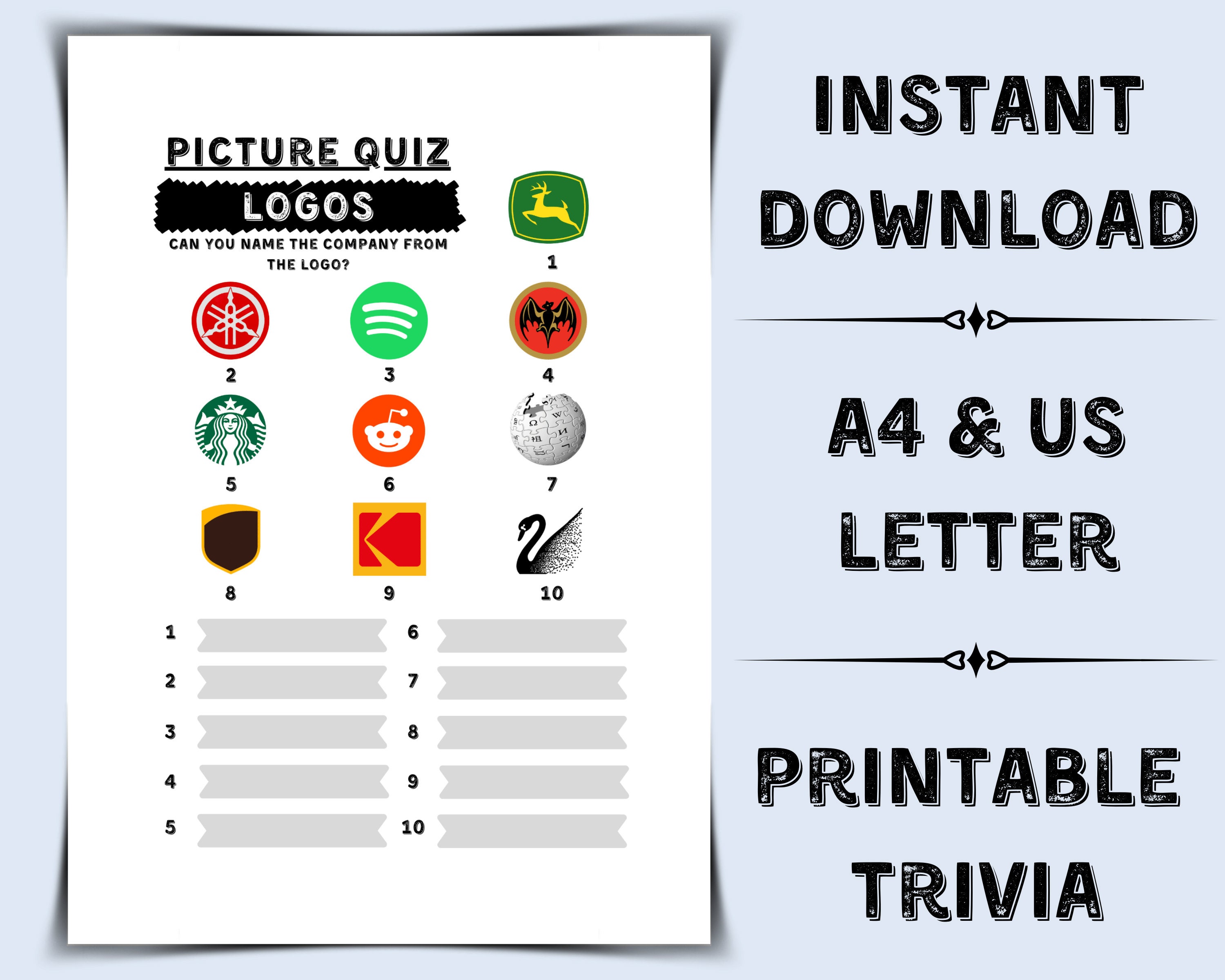 Printable Logo Picture Quiz Pub Quiz Picture Round Logo Etsy