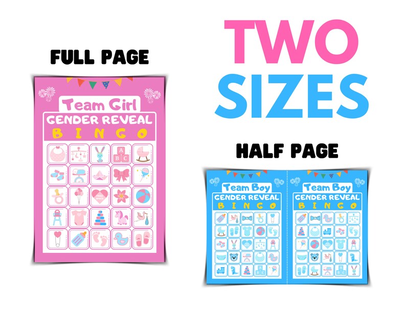 gender reveal bingo baby shower game printable gender etsy