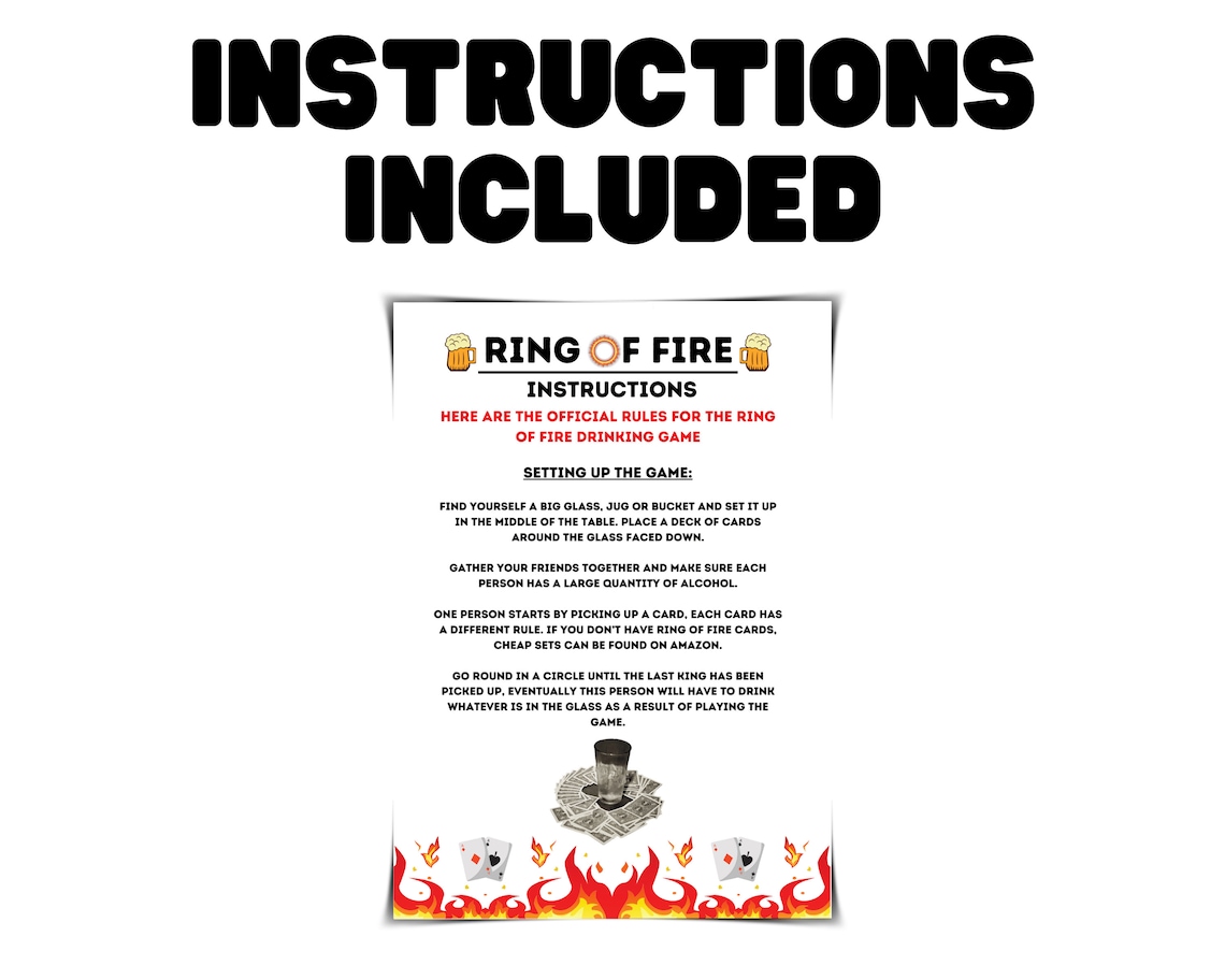 Ring of Fire Rules Printable Drinking Ring of Fire Rules Etsy UK