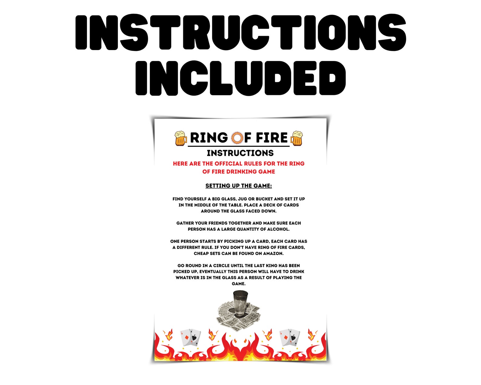 Ring of Fire Rules Printable Drinking Ring of Fire Rules Drinking Card