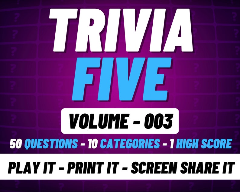 Printable Trivia Quiz Games Night Pub Quiz Lockdown Game Etsy